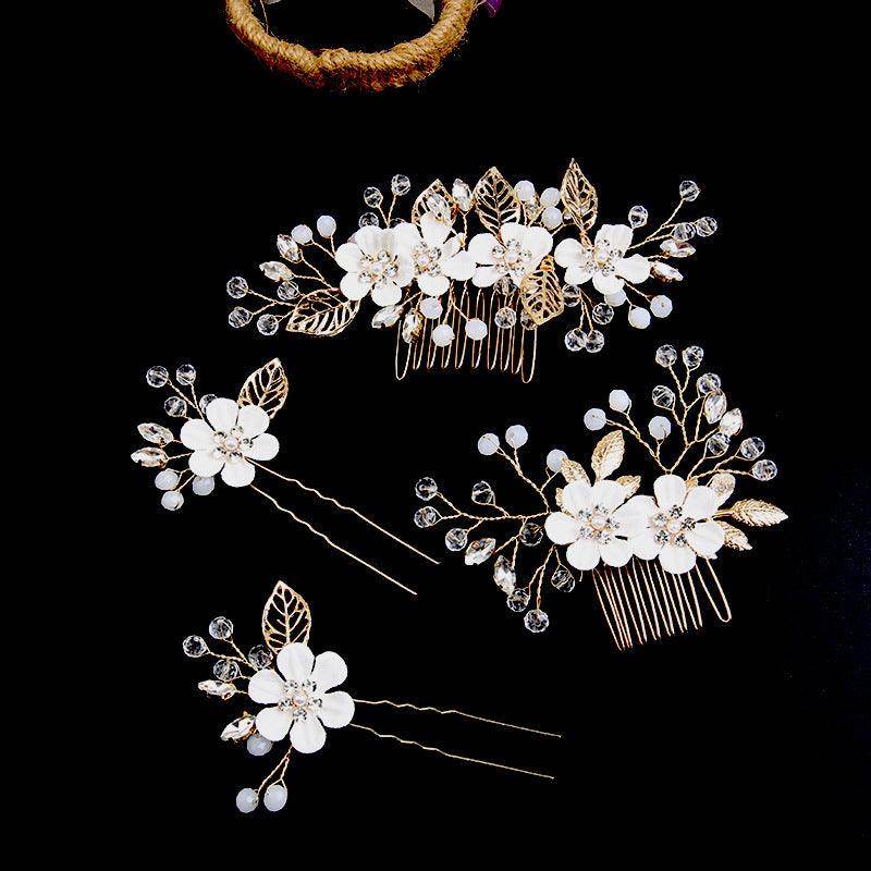 Leaf curly hair comb headwear bride Combs 4 Pieces 737108021960 - COCOMELODY